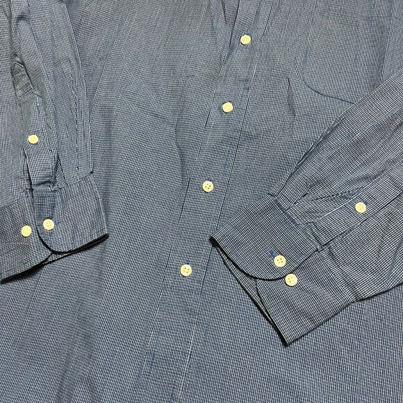 Van Heusen Pinpoint Oxford Check Print Front Button Long Sleeve Shirt Size 34/35 - Picture 4 of 6